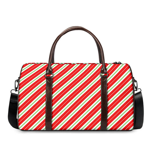 Christmas Candy Cane Stripes Print Duffle Bag