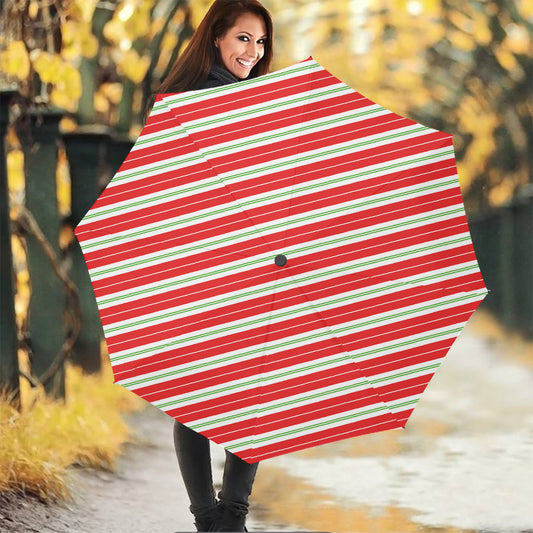 Christmas Candy Cane Stripes Print Foldable Umbrella