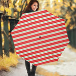 Christmas Candy Cane Stripes Print Foldable Umbrella