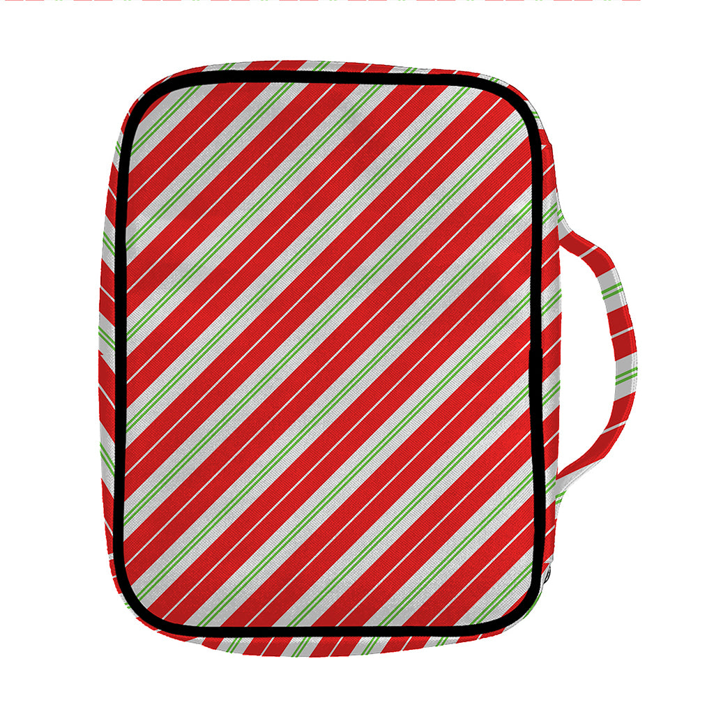 Christmas Candy Cane Stripes Print Front Pocket Bible Bag