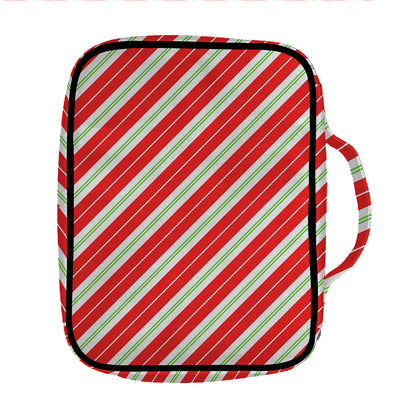 Christmas Candy Cane Stripes Print Front Pocket Bible Bag