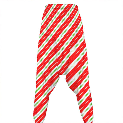 Christmas Candy Cane Stripes Print Hammer Pants