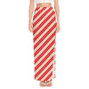 Christmas Candy Cane Stripes Print High Slit Maxi Skirt