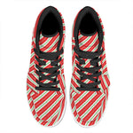 Christmas Candy Cane Stripes Print High Top Leather Sneakers