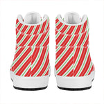 Christmas Candy Cane Stripes Print High Top Leather Sneakers