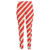 Christmas Candy Cane Stripes Print High-Waisted Pocket Leggings