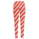 Christmas Candy Cane Stripes Print High-Waisted Pocket Leggings