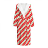 Christmas Candy Cane Stripes Print Hooded Bathrobe