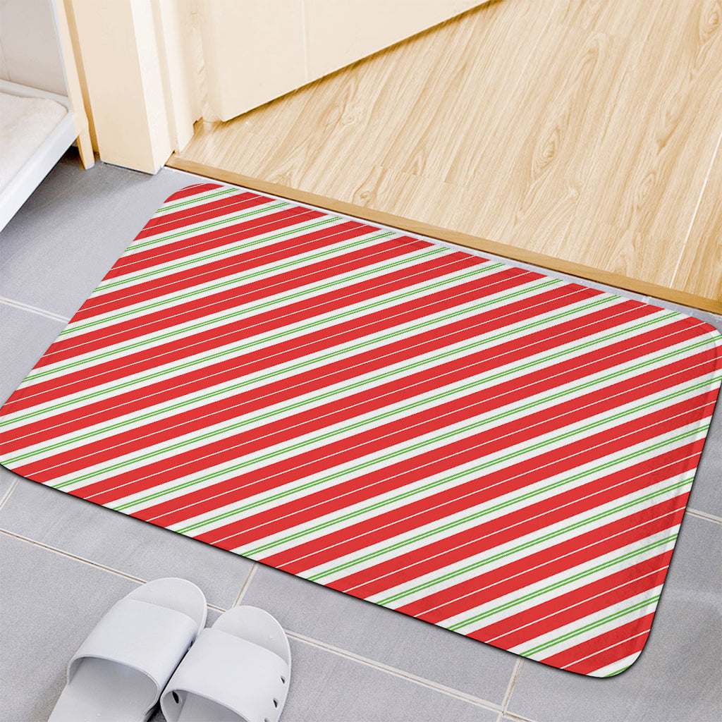 Christmas Candy Cane Stripes Print Indoor Door Mat