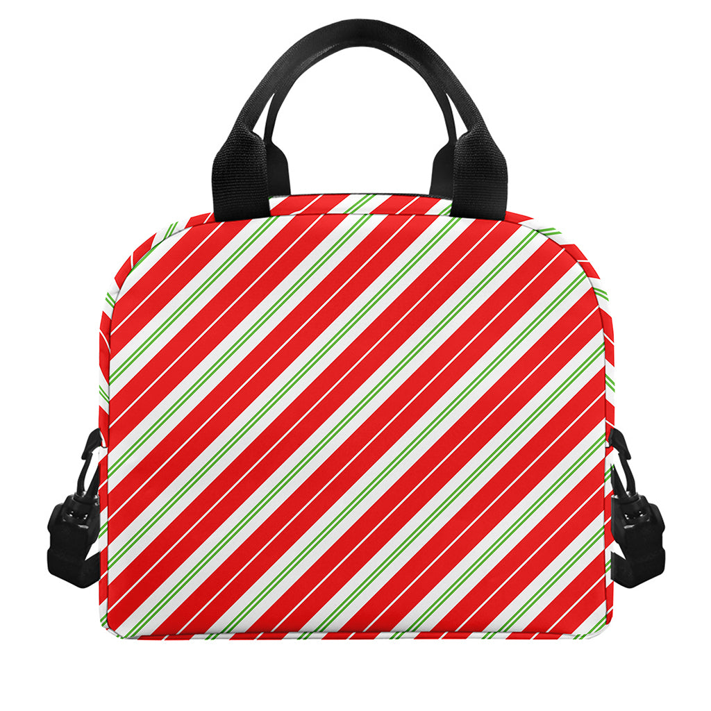 Christmas Candy Cane Stripes Print Insulated Lunch Bag