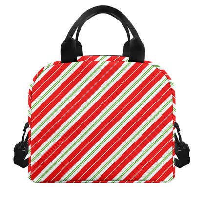 Christmas Candy Cane Stripes Print Insulated Lunch Bag