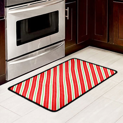 Christmas Candy Cane Stripes Print Kitchen Mat
