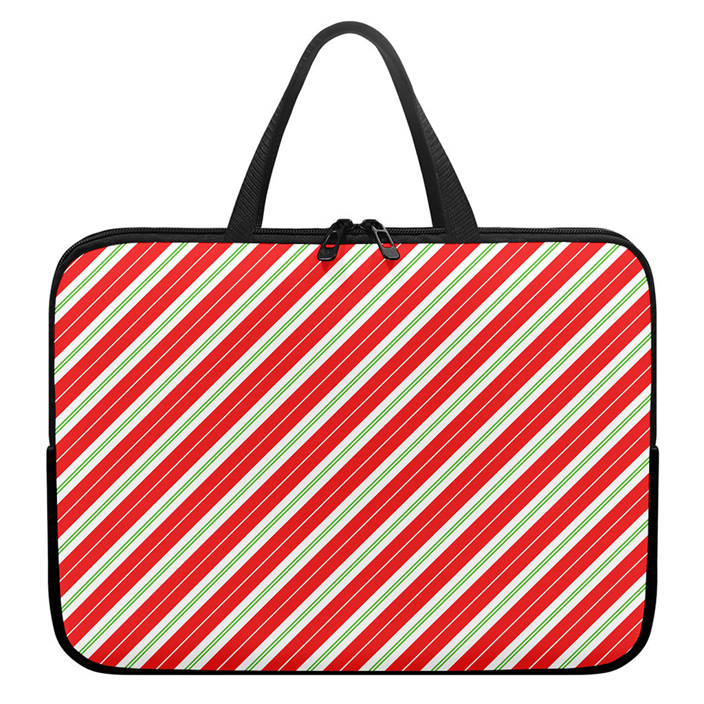 Christmas Candy Cane Stripes Print Laptop Sleeve With Handle