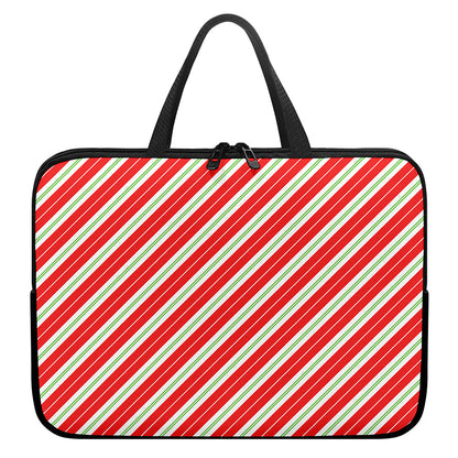 Christmas Candy Cane Stripes Print Laptop Sleeve With Handle
