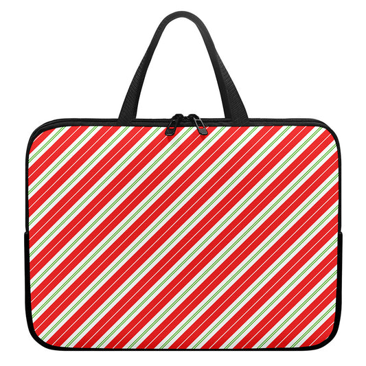 Christmas Candy Cane Stripes Print Laptop Sleeve With Handle