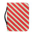 Christmas Candy Cane Stripes Print Leather Bible Cover