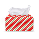 Christmas Candy Cane Stripes Print Leather Tissue Box Cover