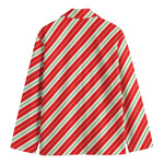 Christmas Candy Cane Stripes Print Men's Blazer