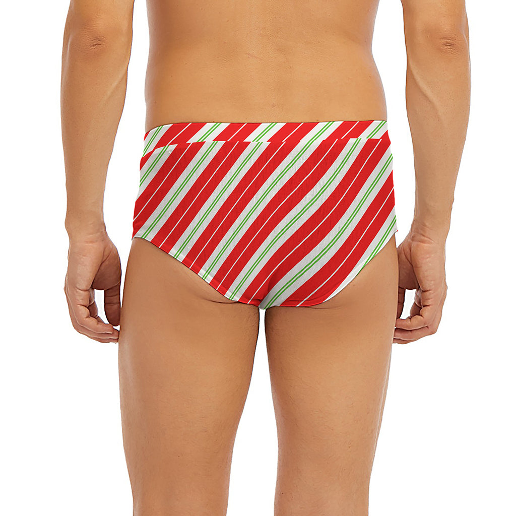 Christmas Candy Cane Stripes Print Men's Briefs
