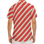 Christmas Candy Cane Stripes Print Men's Deep V-Neck Shirt