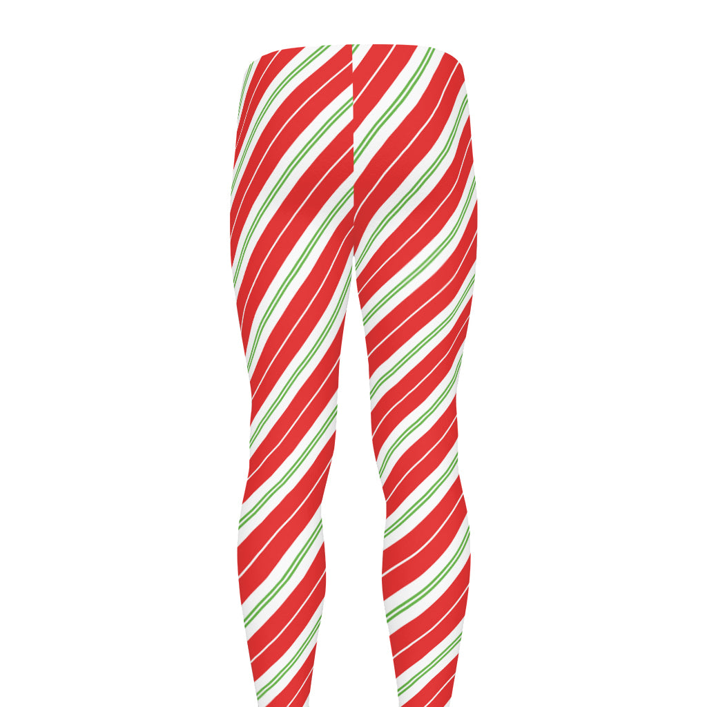 Christmas Candy Cane Stripes Print Men's leggings