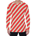 Christmas Candy Cane Stripes Print Men's Long Sleeve T-Shirt