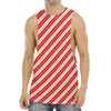 Christmas Candy Cane Stripes Print Men's Muscle Tank Top