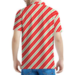 Christmas Candy Cane Stripes Print Men's Polo Shirt