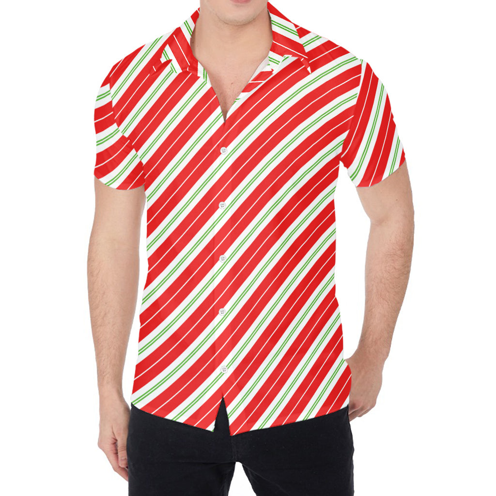 Christmas Candy Cane Stripes Print Men's Shirt