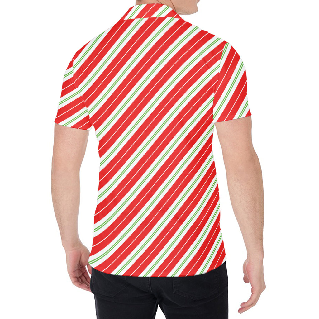 Christmas Candy Cane Stripes Print Men's Shirt