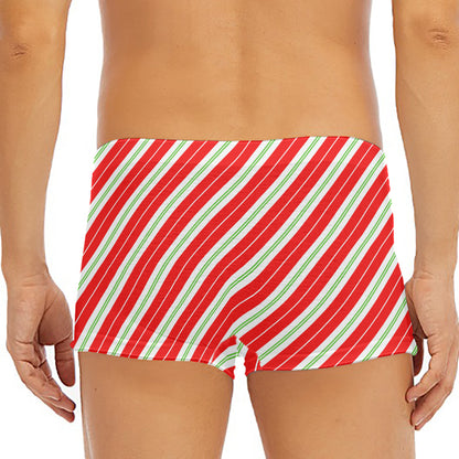 Christmas Candy Cane Stripes Print Men's Short Boxer Briefs