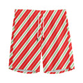 Christmas Candy Cane Stripes Print Men's Athletic Shorts