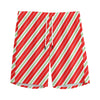 Christmas Candy Cane Stripes Print Men's Sports Shorts