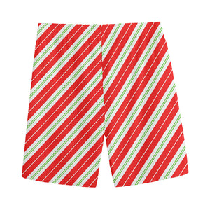 Christmas Candy Cane Stripes Print Men's Sports Shorts