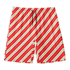 Christmas Candy Cane Stripes Print Men's Swim Trunks