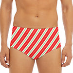 Christmas Candy Cane Stripes Print Men's Triangle Swim Briefs