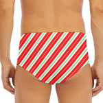 Christmas Candy Cane Stripes Print Men's Triangle Swim Briefs