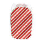 Christmas Candy Cane Stripes Print Mesh Laundry Hamper