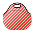 Christmas Candy Cane Stripes Print Neoprene Lunch Bag