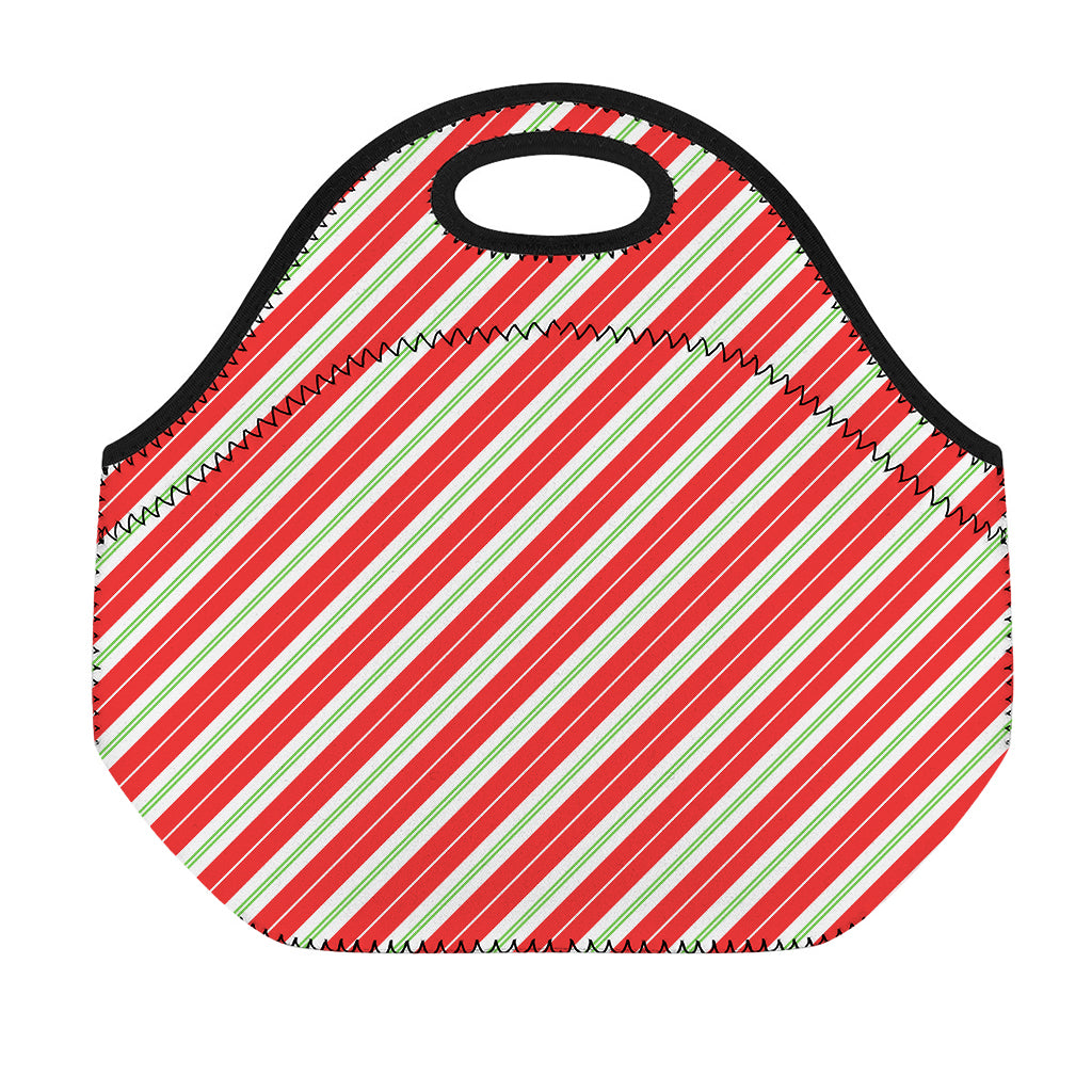 Christmas Candy Cane Stripes Print Neoprene Lunch Bag