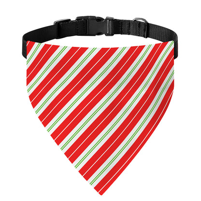 Christmas Candy Cane Stripes Print Over The Collar Dog Bandana