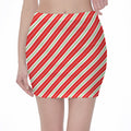 Christmas Candy Cane Stripes Print Pencil Mini Skirt