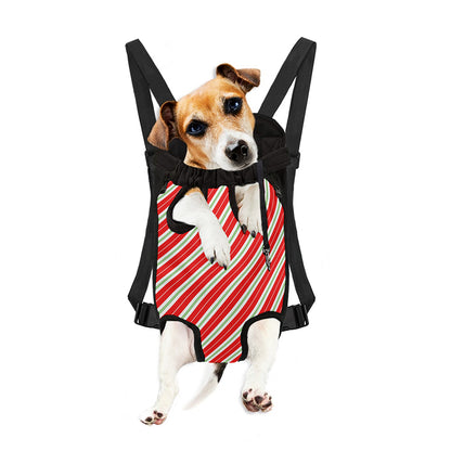 Christmas Candy Cane Stripes Print Pet Carrier Backpack