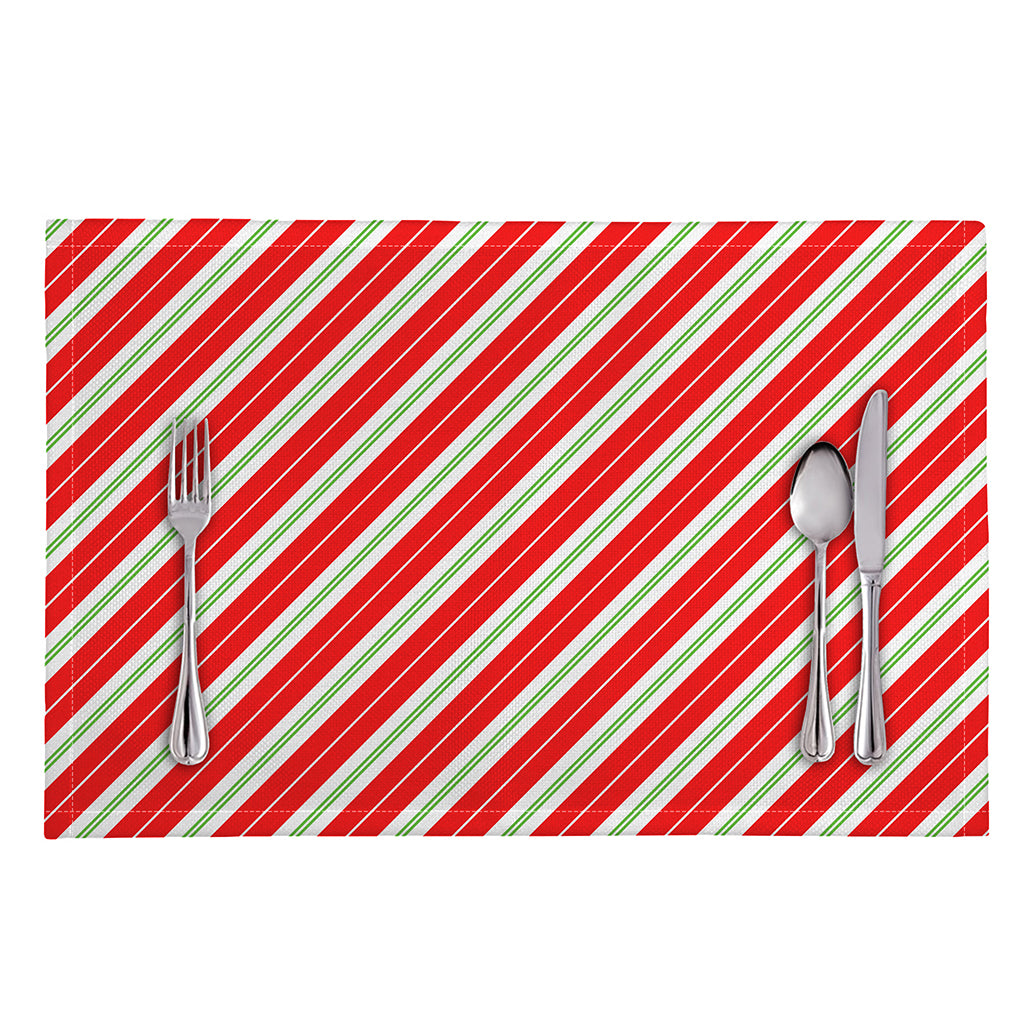 Christmas Candy Cane Stripes Print Placemat