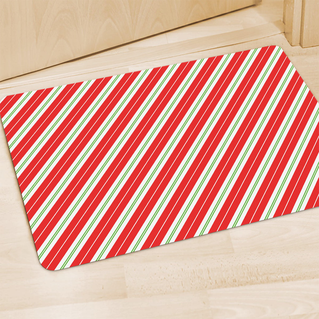 Christmas Candy Cane Stripes Print Polyester Doormat
