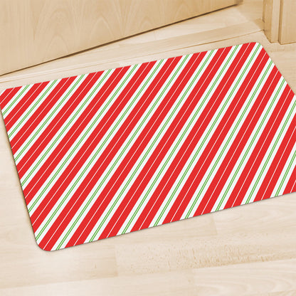 Christmas Candy Cane Stripes Print Polyester Doormat