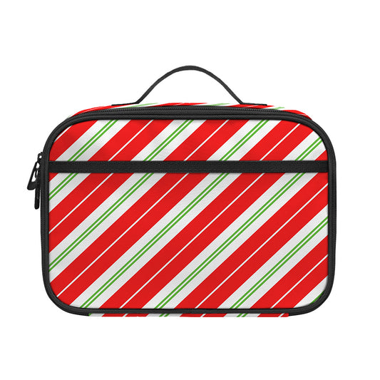 Christmas Candy Cane Stripes Print Portable Lunch Bag