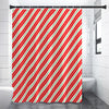 Christmas Candy Cane Stripes Print Premium Shower Curtain