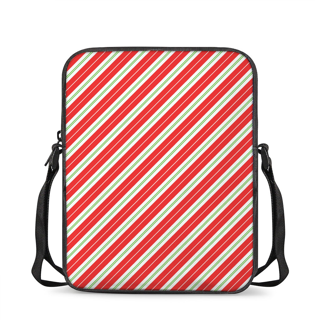 Christmas Candy Cane Stripes Print Rectangular Crossbody Bag