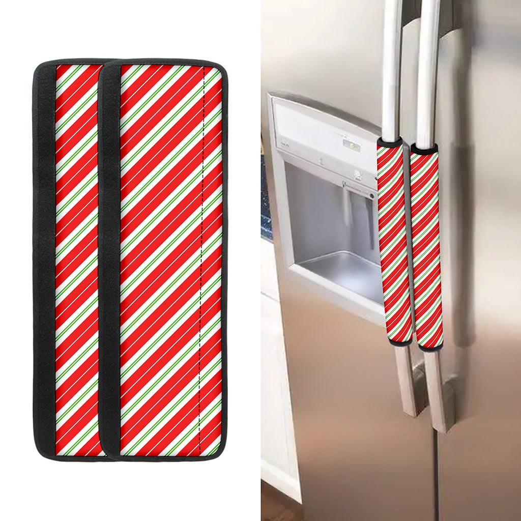 Christmas Candy Cane Stripes Print Refrigerator Handle Covers
